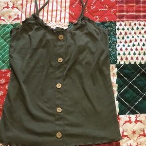 Women's Olive Button-Down Top